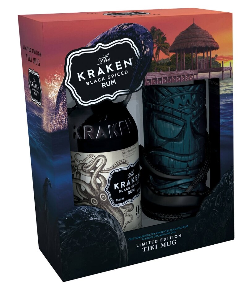Kraken Black Spiced Rum 94 with 2 Color Changing Glasses
