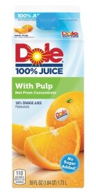 Dole Orange With Pulp 59 Oz Bottle. Costs 3.99