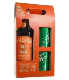 Jameson Orange Irish Whiskey with Two Sprite Cans. Costs 26.99