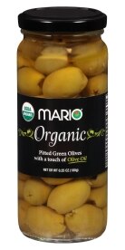 Mario Green Pitted Olive Organic With Touch Olive Oil. Costs 6.99