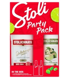 Stolichnaya Vodka Party Pack with Stoli Lime. Costs 28.99