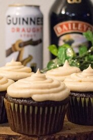 Chocolate Guinness Cupcakes with Baileys Cream Cheese Frosting