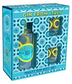 Malfy Gin Limone with 2 Tumblers. Costs 30.99