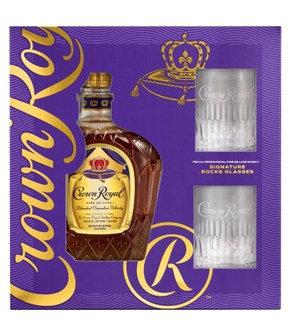 Crown Royal Canadian Whisky with Holiday Glasses