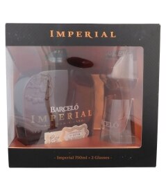 Ron Barcelo Imperial Rum with Glasses. Costs 33.99