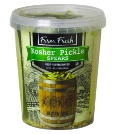 Farm Fresh Kosher Spear Pickles. Costs 5.99