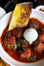 Spicy Pork & Beef Meatballs with Burrata Cheese