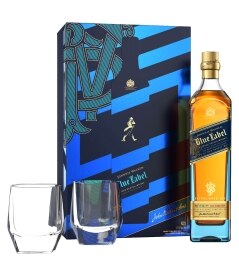 Johnnie Walker Blue Label Scotch with Glasses
