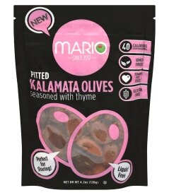 Mario Kalamata Olives with Thyme pouch. Costs 4.59