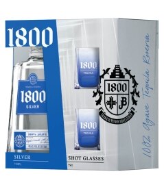 1800 Silver Tequila with Glass. Was 30.99. Now 29.99