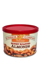 Superior Nut Honey Roasted Almond Can. Costs 5.79