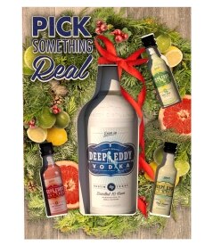 Deep Eddy Vodka with Three Minis, Deep Eddy Lemon, Lime and Ruby Red. Costs 15.99