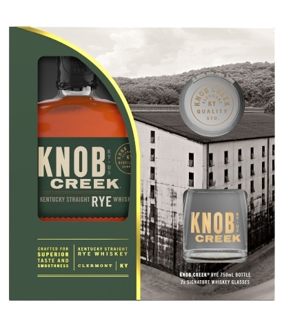 Knob Creek Rye Whiskey Small Batch with Glasses