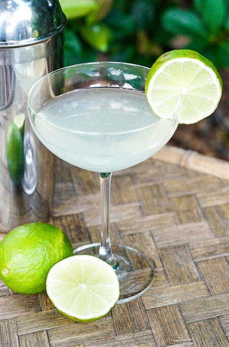 traditional daiquiri garnished with a lime wedge