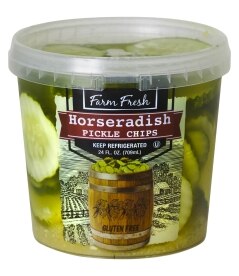 Farm Fresh Horseradish Pickle Chips. Costs 5.99