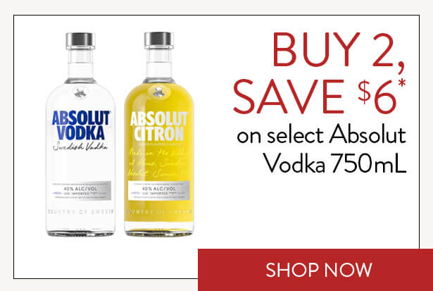 BUY 2, SAVE $6* on any Absolut Vodka 750mL. Shop Now.