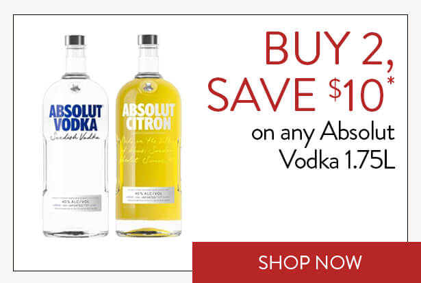 BUY 2, SAVE $10* on any Absolut Vodka 1.75L. Shop Now.