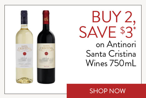 BUY 2, SAVE $3* on Antinori Santa Cristina Wines 750mL. Shop Now.