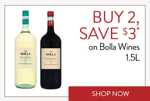 BUY 2, SAVE $3* on Bolla Wines 1.5L. Shop Now.