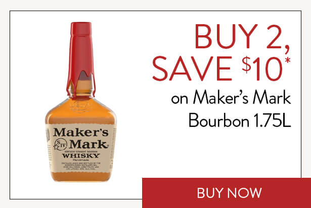BUY 2, SAVE $10* on Maker’s Mark Bourbon 1.75L. Buy Now.