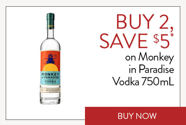 BUY 2, SAVE $5* on Monkey in Paradise Vodka 750mL. Buy Now.