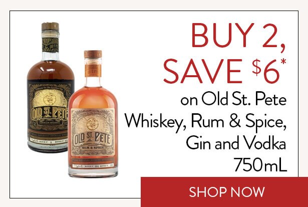 BUY 2, SAVE $6* on Old St. Pete Whiskey, Rum & Spice, Gin and Vodka 750mL. Shop Now.