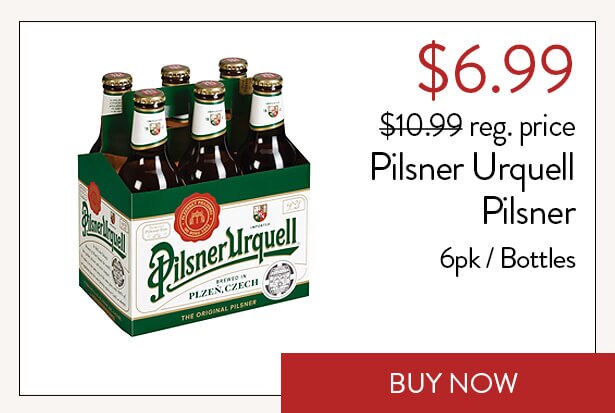 $6.99; $10.99 reg. price. Pilsner Urquell Pilsner - 6pk | Bottles. Buy Now.