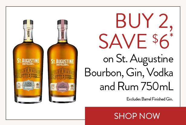 BUY 2, SAVE $6* on select St. Augustine Bourbon, Gin, Vodka and Rum 750mL. Excludes Barrel Finished Gin. Shop Now.