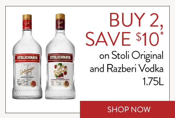 BUY 2, SAVE $10* on Stoli Original and Razberi Vodka 1.75L. Shop Now.
