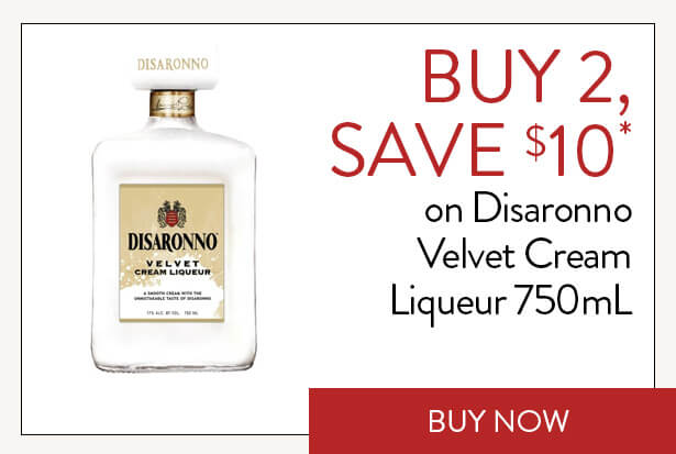 BUY 2, SAVE $10* on Disaronno Velvet Cream Liqueur 750mL. Buy Now.