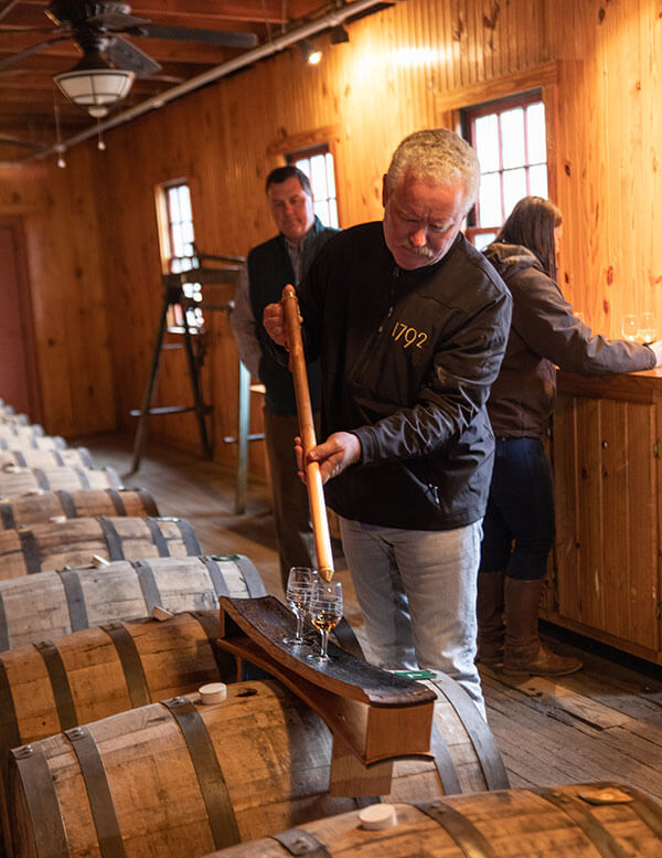 Kentucky Bourbon stored in new, charred oak barrels.