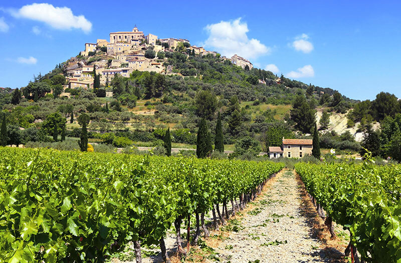 Wine vineyard near the small town of Gordis in Provence, France where the majority of historic rosé is crafted.