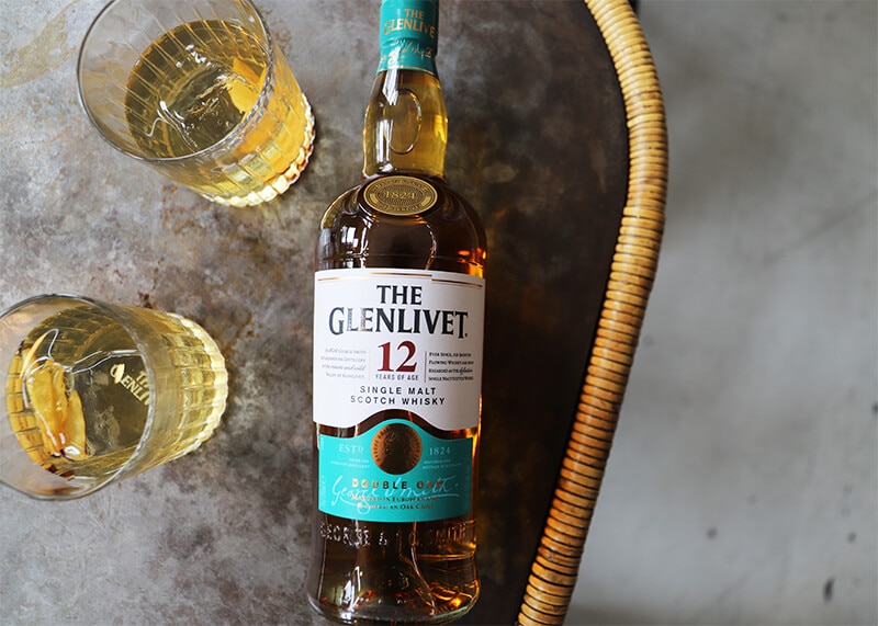 The Glenlivet 12 Year bottle on a table