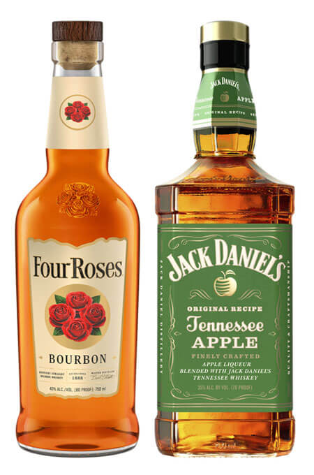 Four Roses Bourbon and Jack Daniel’s Tennessee Apple Whiskey