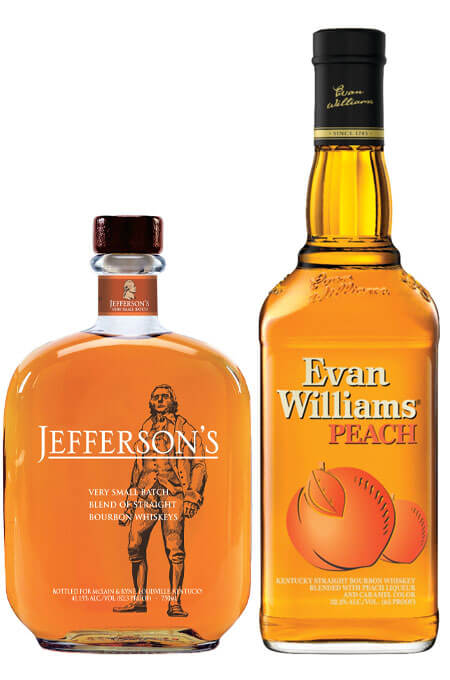 Jefferson's Very Small Batch Bourbon Whiskey and Evan Williams Peach Bourbon