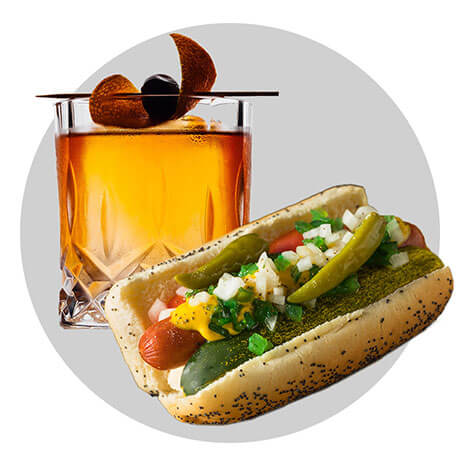 Chicago Hot Dog and Old Fashioned