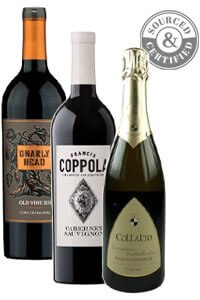 Collalto, Coppola and Gnarly Head wines 750mL