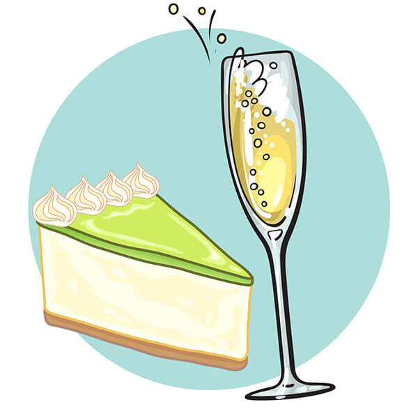 Illustration of Key Lime Pie & Plumeria Moscato d'Asti DOCG