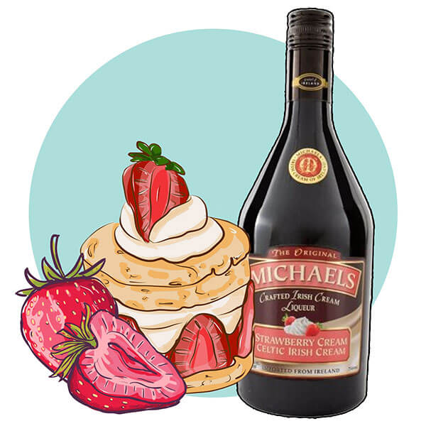 Illustration of Strawberry Shortcake & Michaels Strawberry Irish Cream