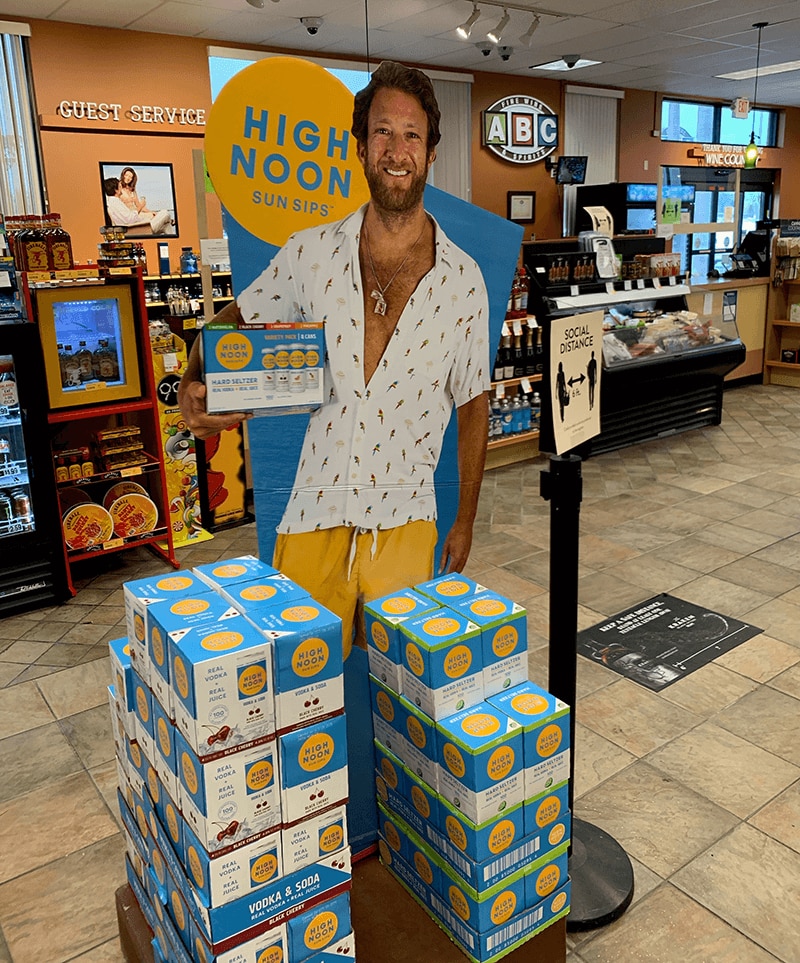 Dave Portony and High Noon Sun Sips display at ABC Fine Wine & Spirits.