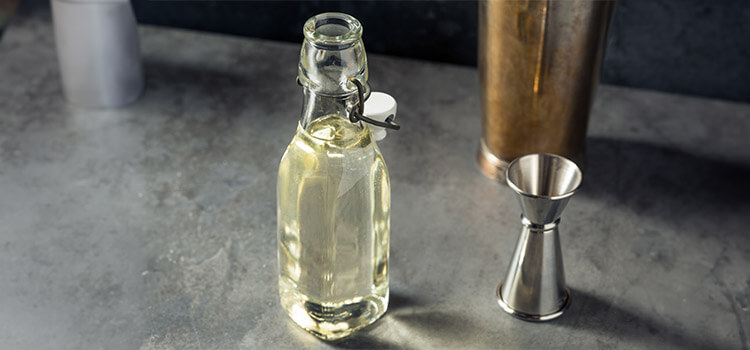 Sugar syrup in a glass bottle